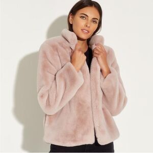 MAGASCHONI | Lilac Faux Fur Mandarin Collar Soft‎ Coat S